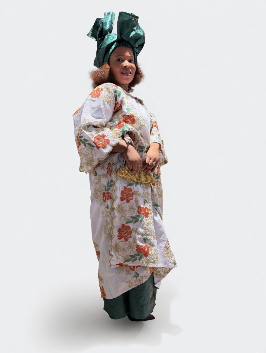 Bazin Riche Royal Floral Boubou - Timeless Elegance