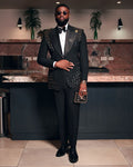 Black wool-blend tuxedo jacket (Pre-order)