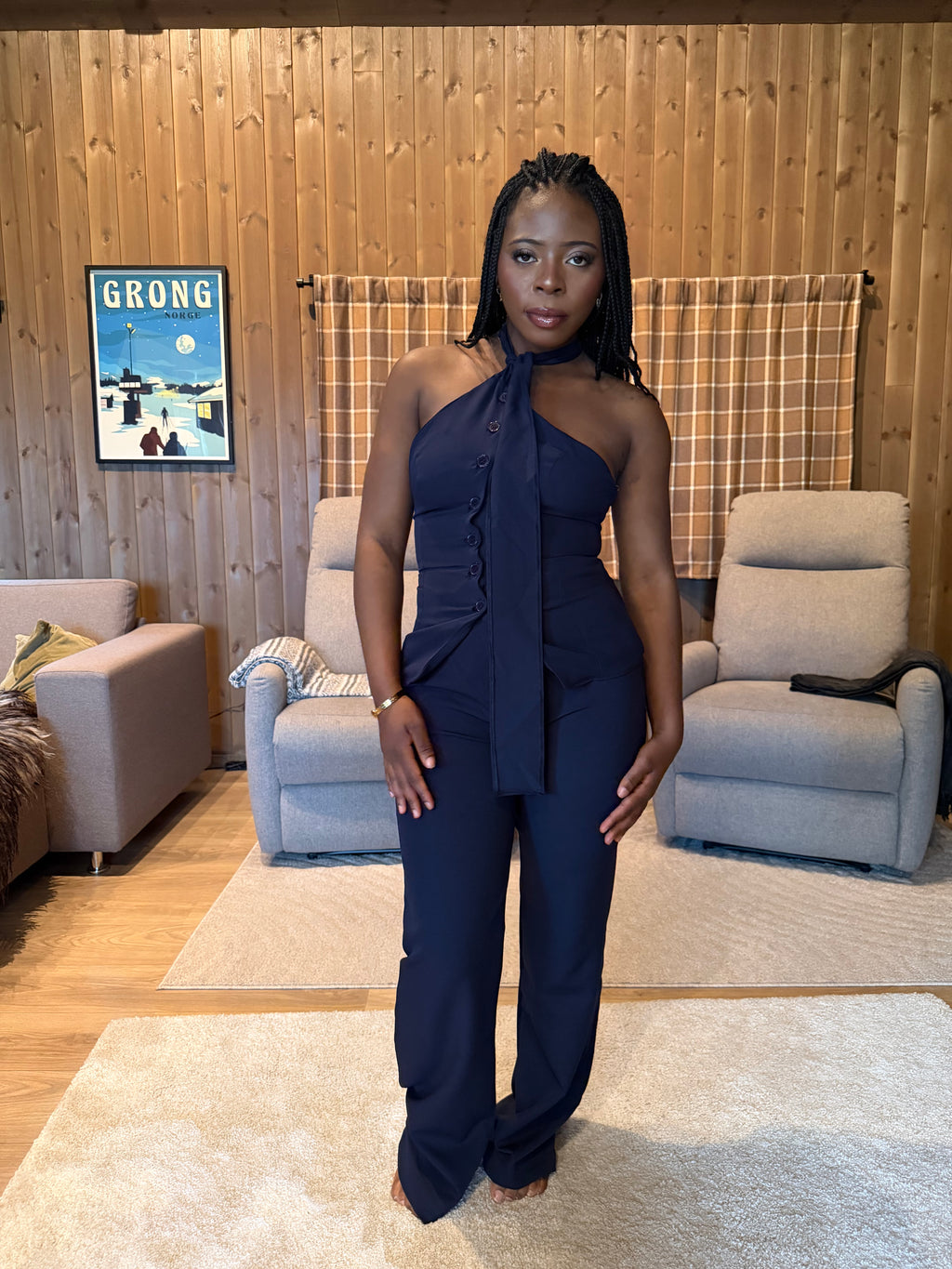 Elegant Halter Neck Two-Piece Set