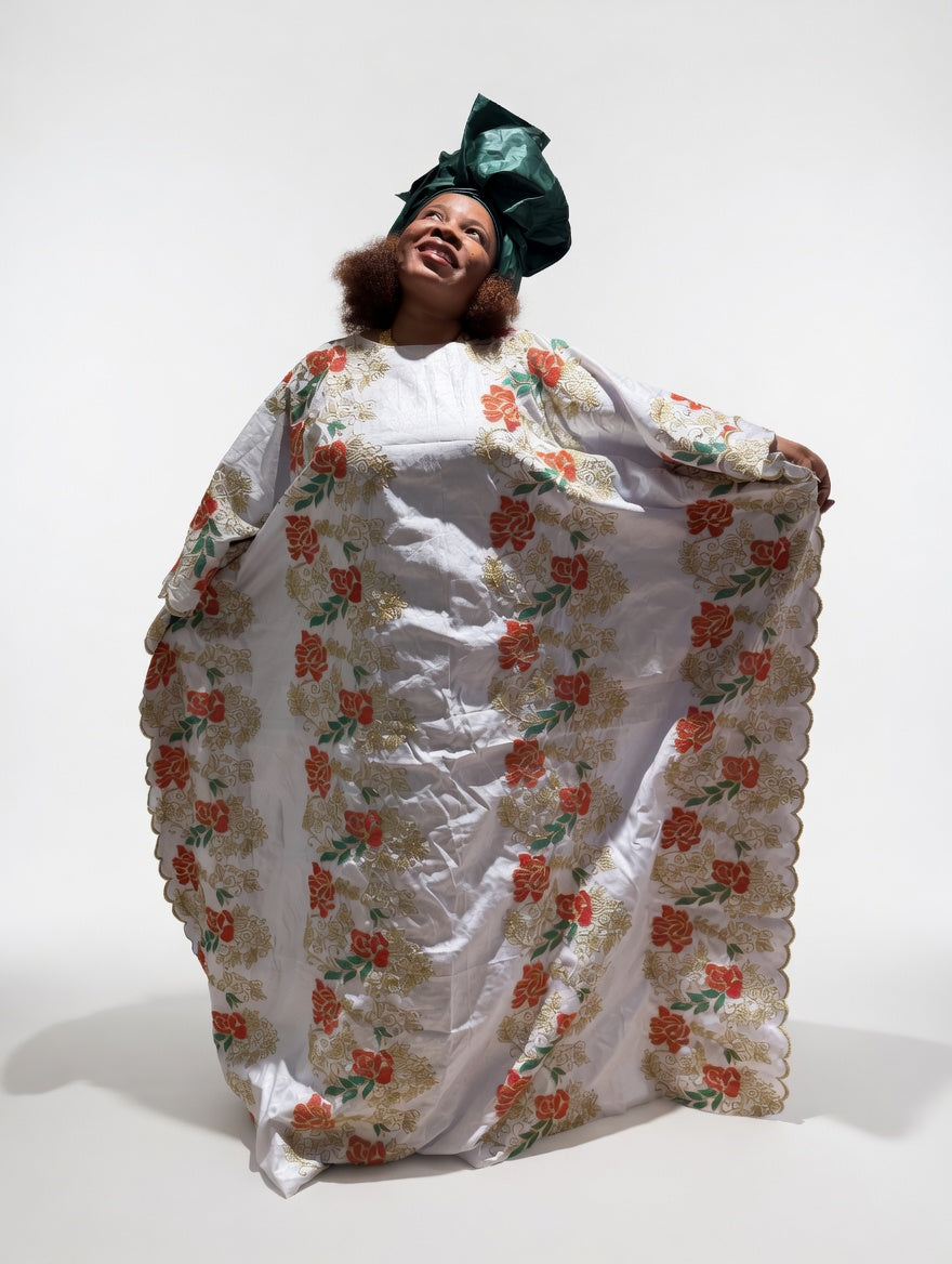 Bazin Riche Royal Floral Boubou - Timeless Elegance
