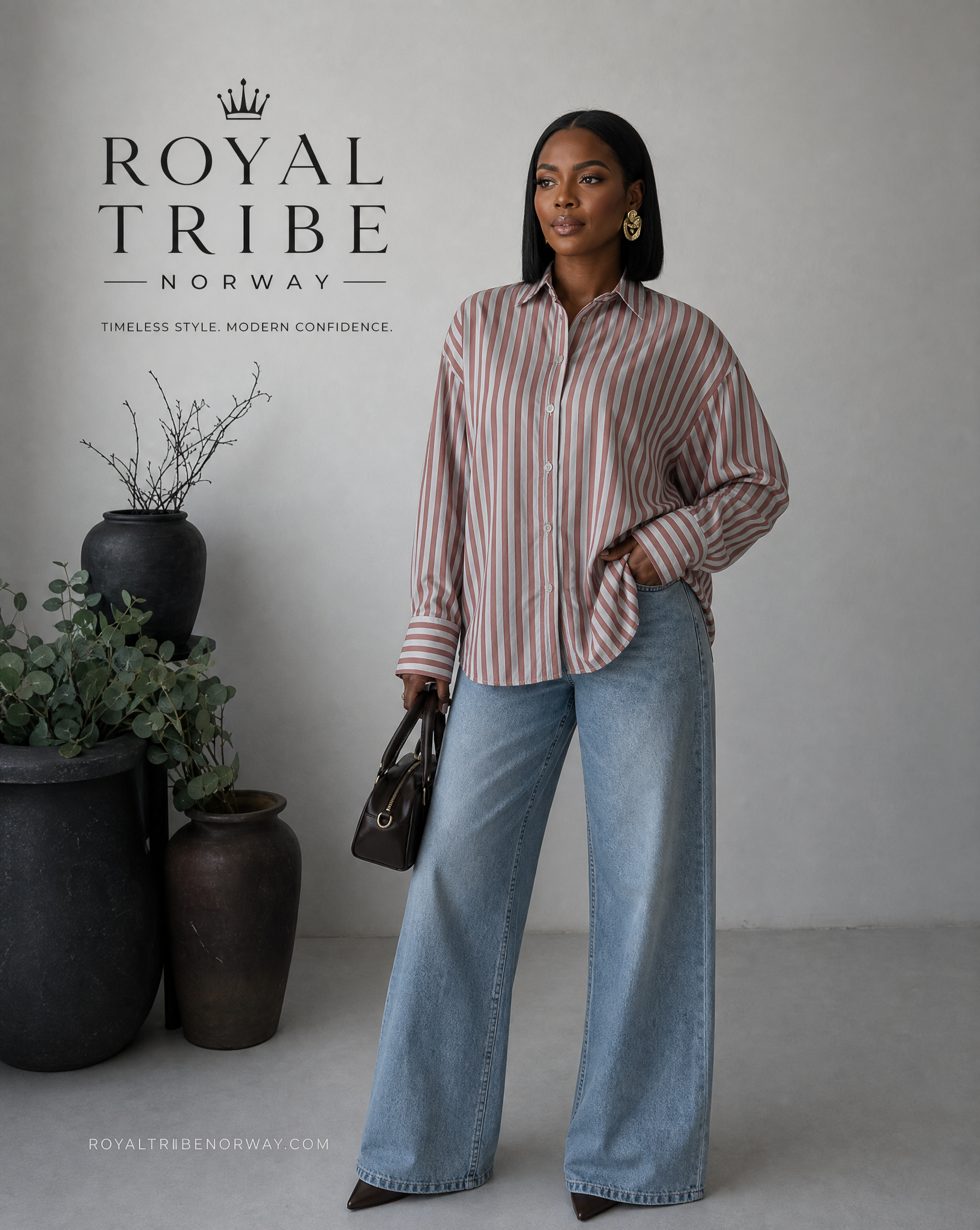 Royal Beige Striped Casual Formal Shirt