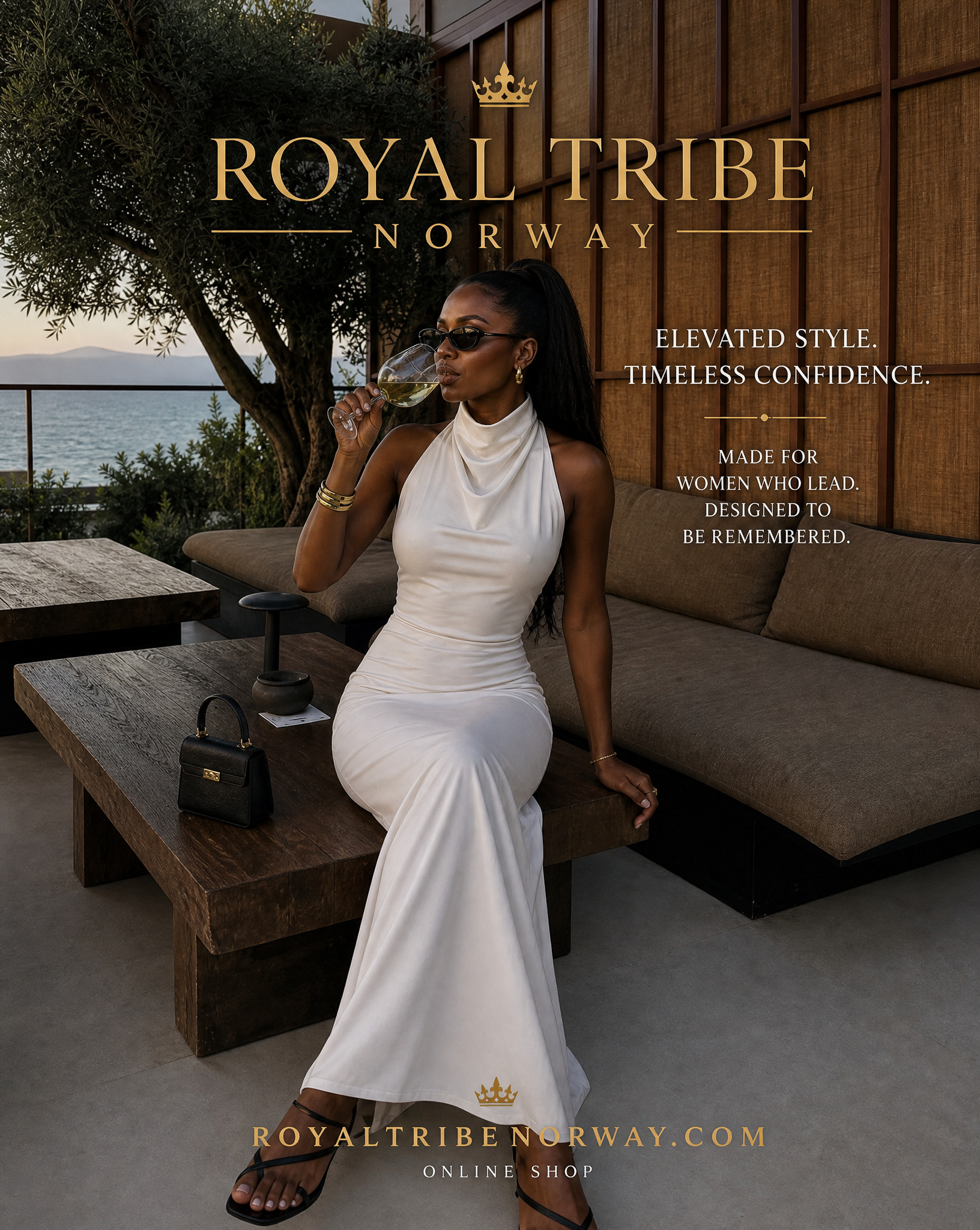 Royal White Elegant Sexy Sheath Dress With Cowl Neck