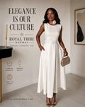Royal Halter Neck Flared Dress - Ecru
