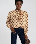 Royal Beige Polka Dot Elegant Buttoned Shirt