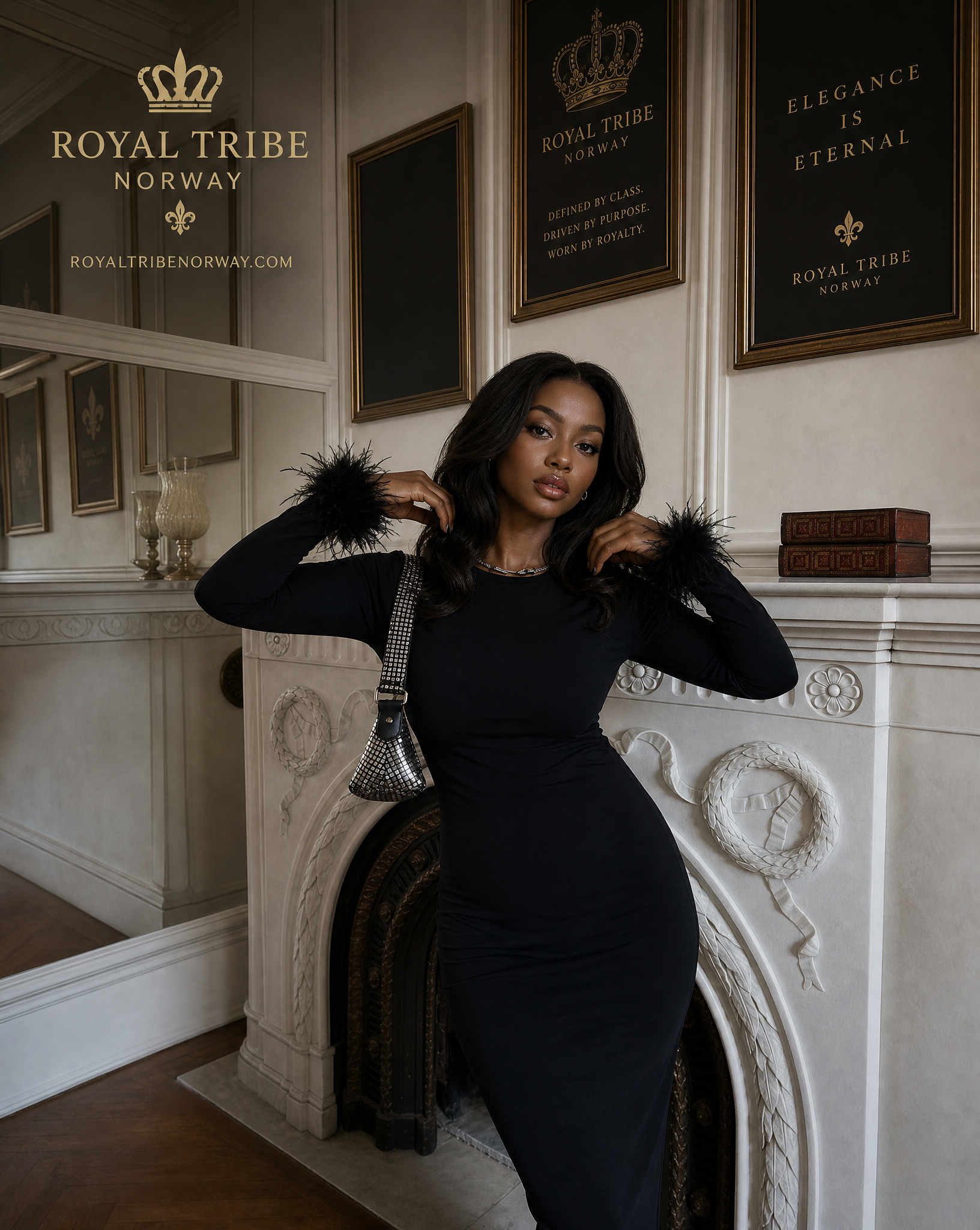 Royal Black Sleeves Tasseled Long Dress